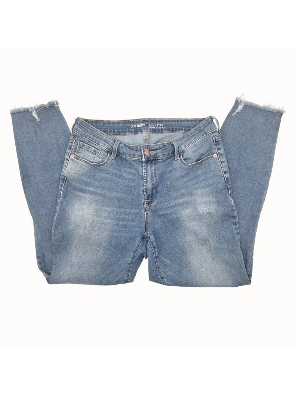 OLD NAVY ROCKSTAR MID-RISE DISTRESSED LIGHT WASH BLUE  DENIM SKINNY JEANS SZ 10